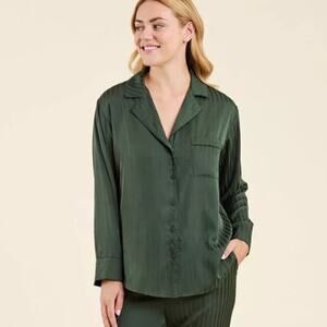 Nuuds Satin Striped Pajama Top Sz L